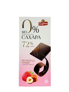 Шоколад горький Без сахара с клубникой и фундуком 95г/20